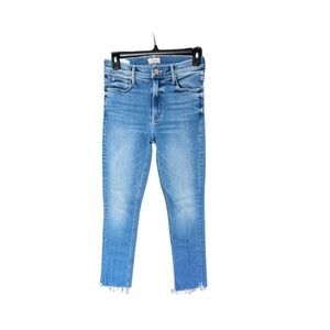 MOTHER Blue Ankle Cropped Jeans with Medium Wash